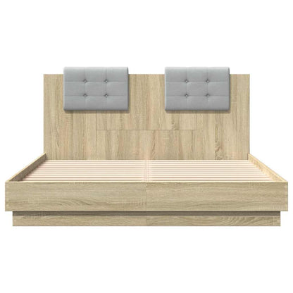 vidaXL Bed Frame with LED without Mattress Sonoma Oak 140x200 cm 6
