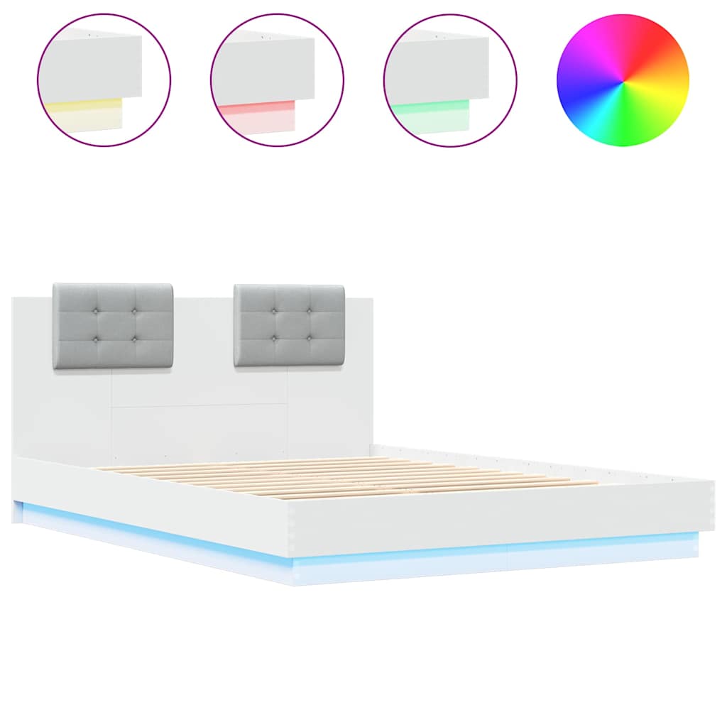 vidaXL Bed Frame with LED without Mattress White 120x200 cm 2