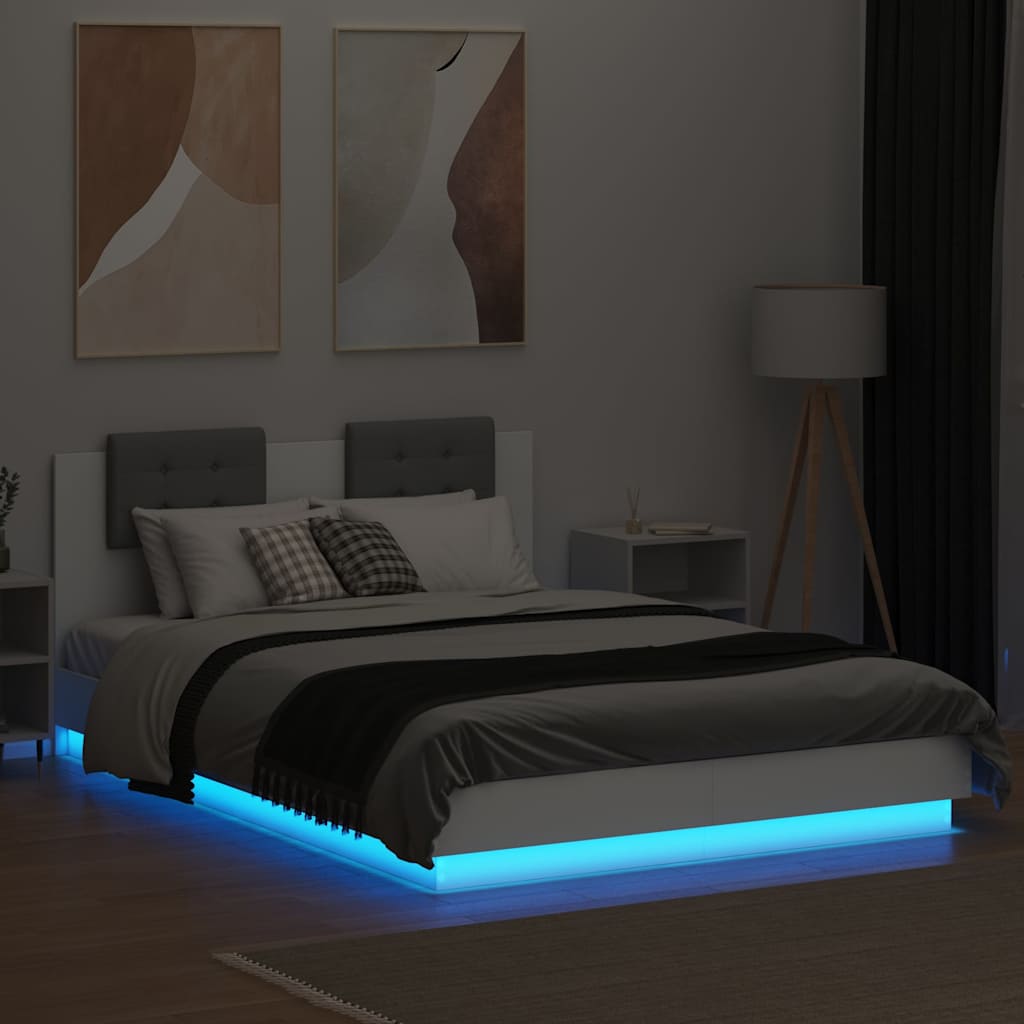 vidaXL Bed Frame with LED without Mattress White 120x200 cm 4