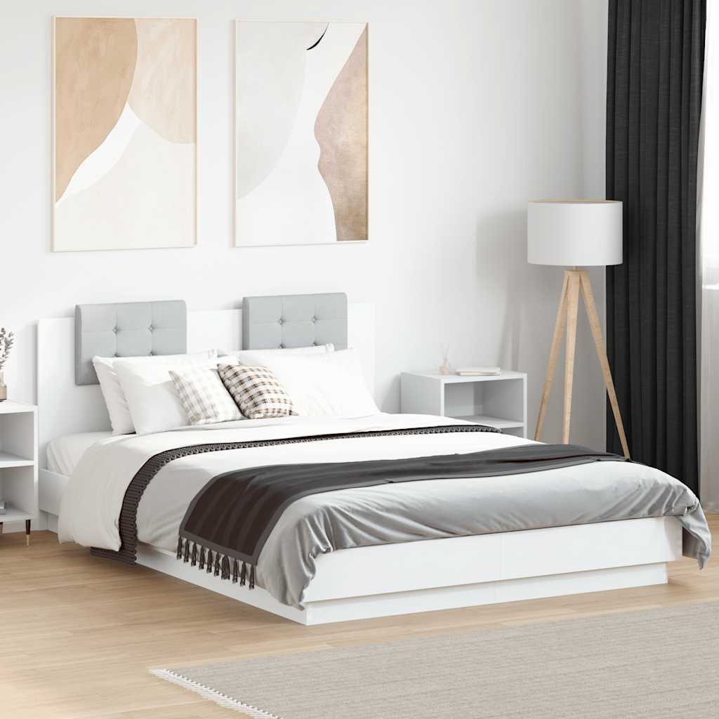 vidaXL Bed Frame with LED without Mattress White 120x200 cm 1