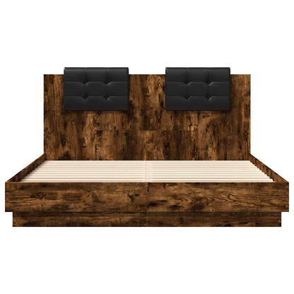 vidaXL Bed Frame with LED without Mattress Smoked Oak 120x200 cm 6