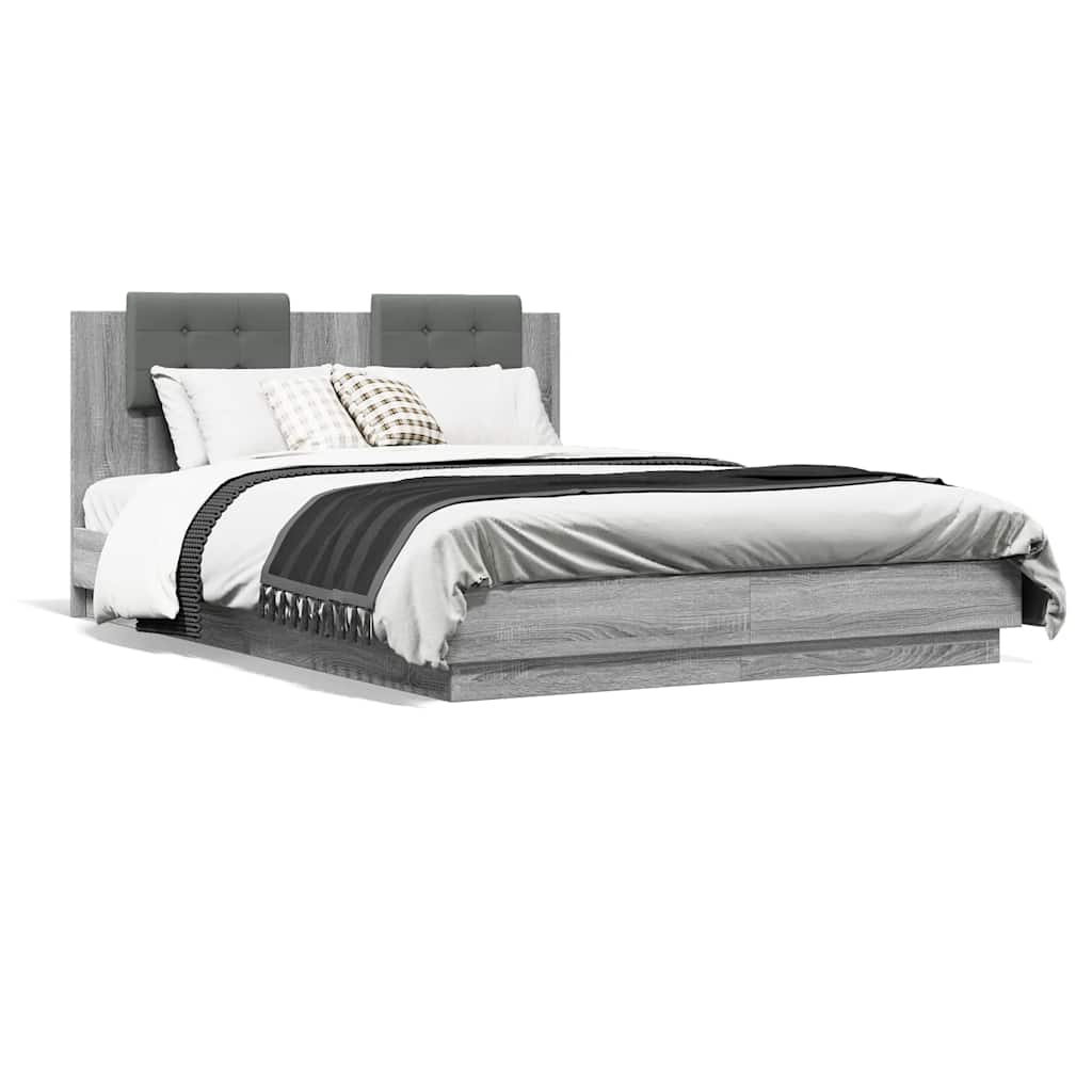 vidaXL Bed Frame with LED without Mattress Grey Sonoma 120x200 cm 5