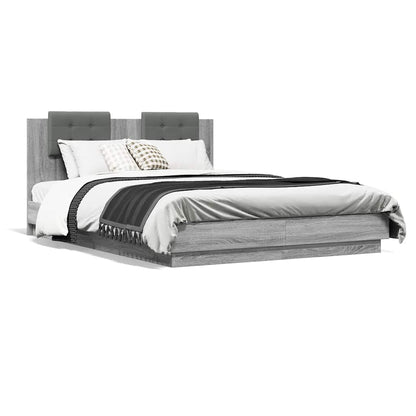 vidaXL Bed Frame with LED without Mattress Grey Sonoma 120x200 cm 5