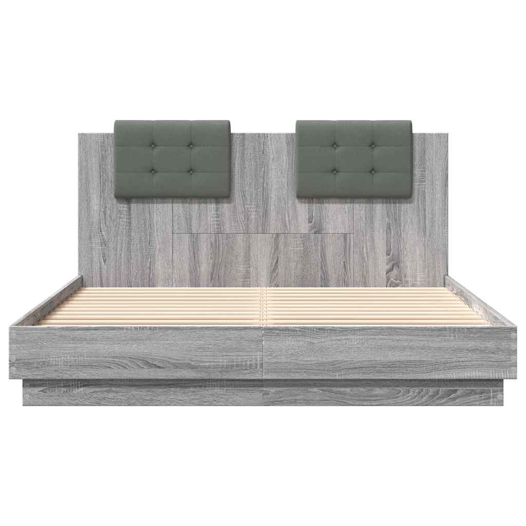 vidaXL Bed Frame with LED without Mattress Grey Sonoma 120x200 cm 6