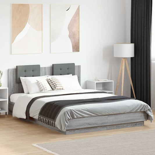 vidaXL Bed Frame with LED without Mattress Grey Sonoma 120x200 cm 1