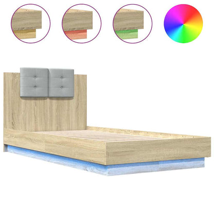 Bed Frame with LED without Mattress 90x190 cm Sonoma oak