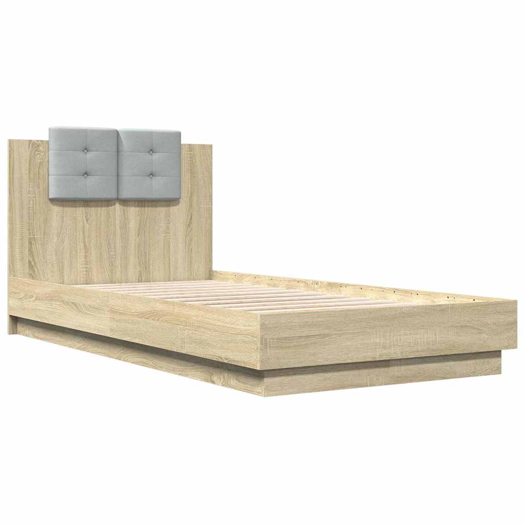 Bed Frame with LED without Mattress 90x190 cm Sonoma oak