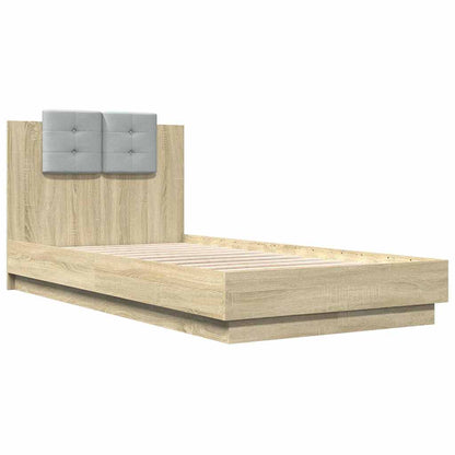 Bed Frame with LED without Mattress 90x190 cm Sonoma oak