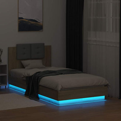 Bed Frame with LED without Mattress 90x190 cm Sonoma oak