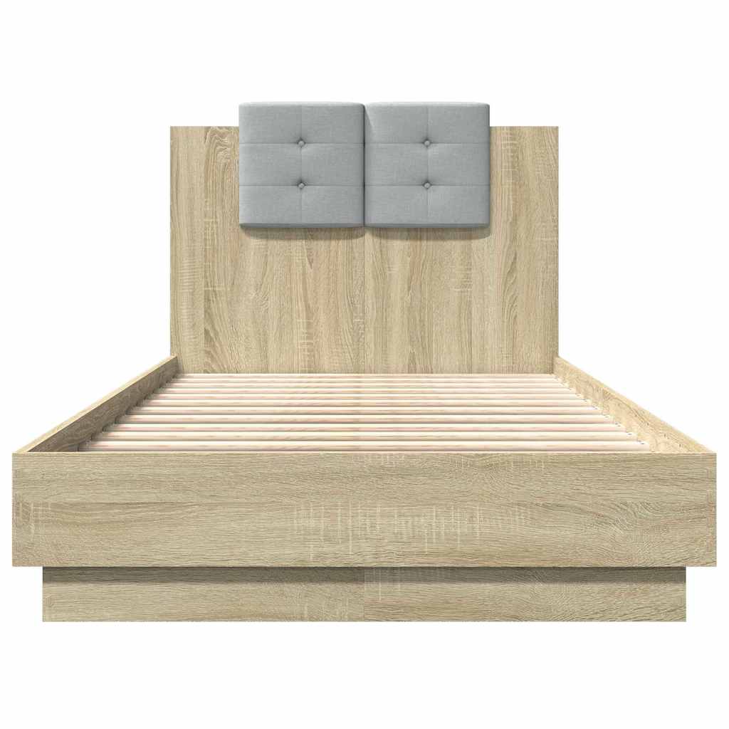 Bed Frame with LED without Mattress 90x190 cm Sonoma oak