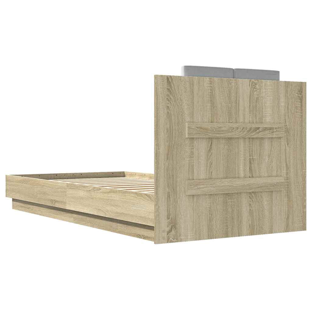 Bed Frame with LED without Mattress 90x190 cm Sonoma oak
