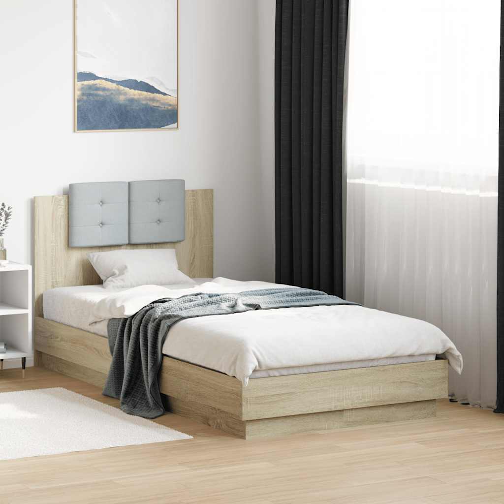 Bed Frame with LED without Mattress 90x190 cm Sonoma oak