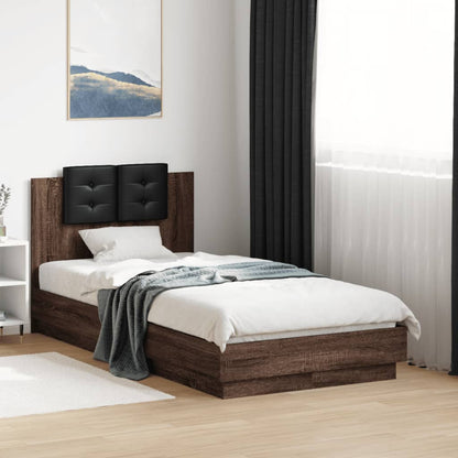 Bed Frame with LED without Mattress 90x190 cm Brown oak