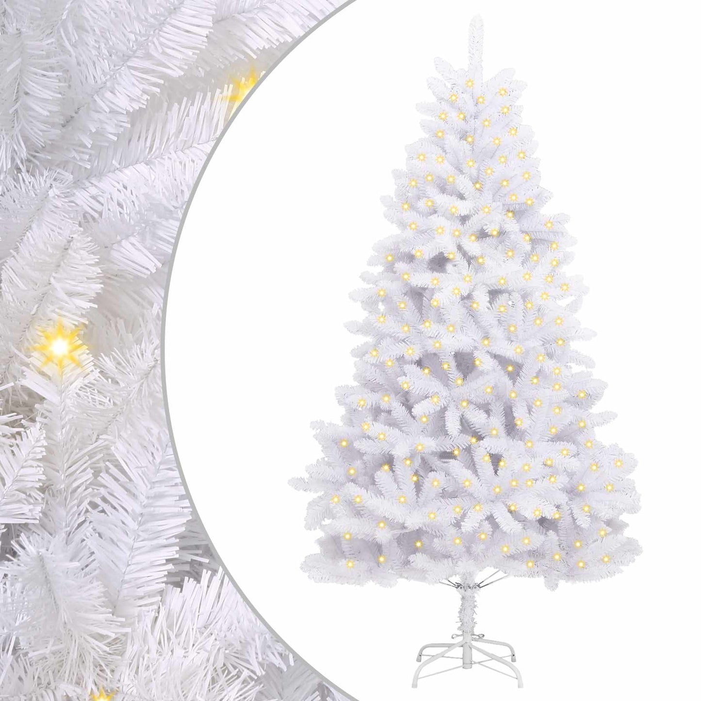 vidaXL Artificial Christmas Tree 300 LEDs PVC and Steel White 2
