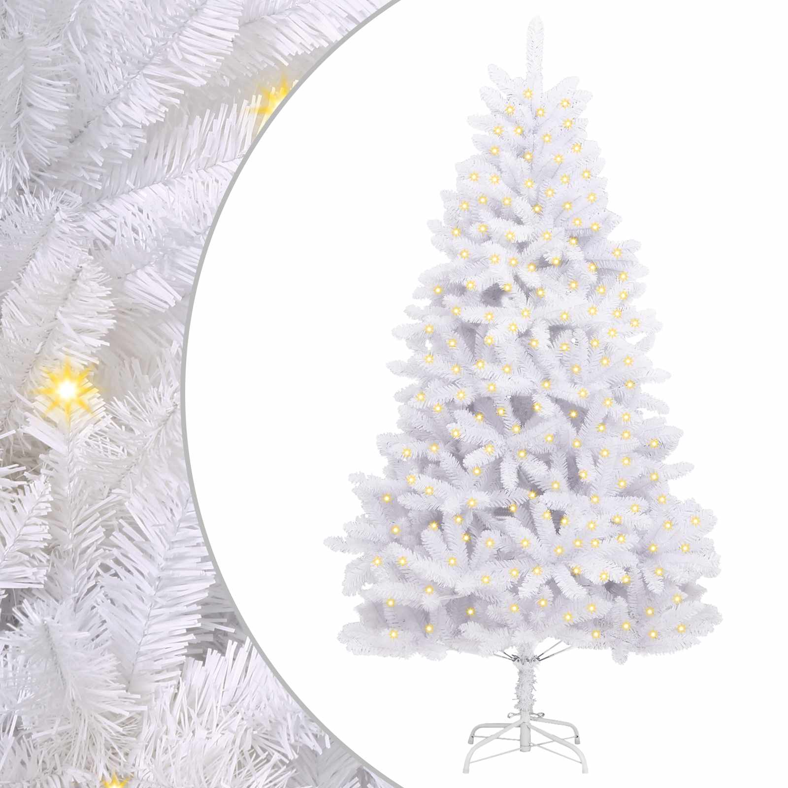 vidaXL Artificial Christmas Tree 300 LEDs PVC and Steel White 2