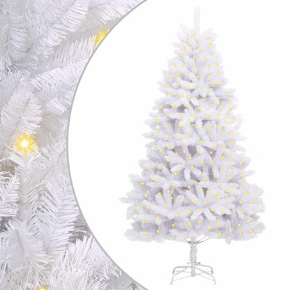 vidaXL Artificial Christmas Tree 300 LEDs PVC and Steel White 2
