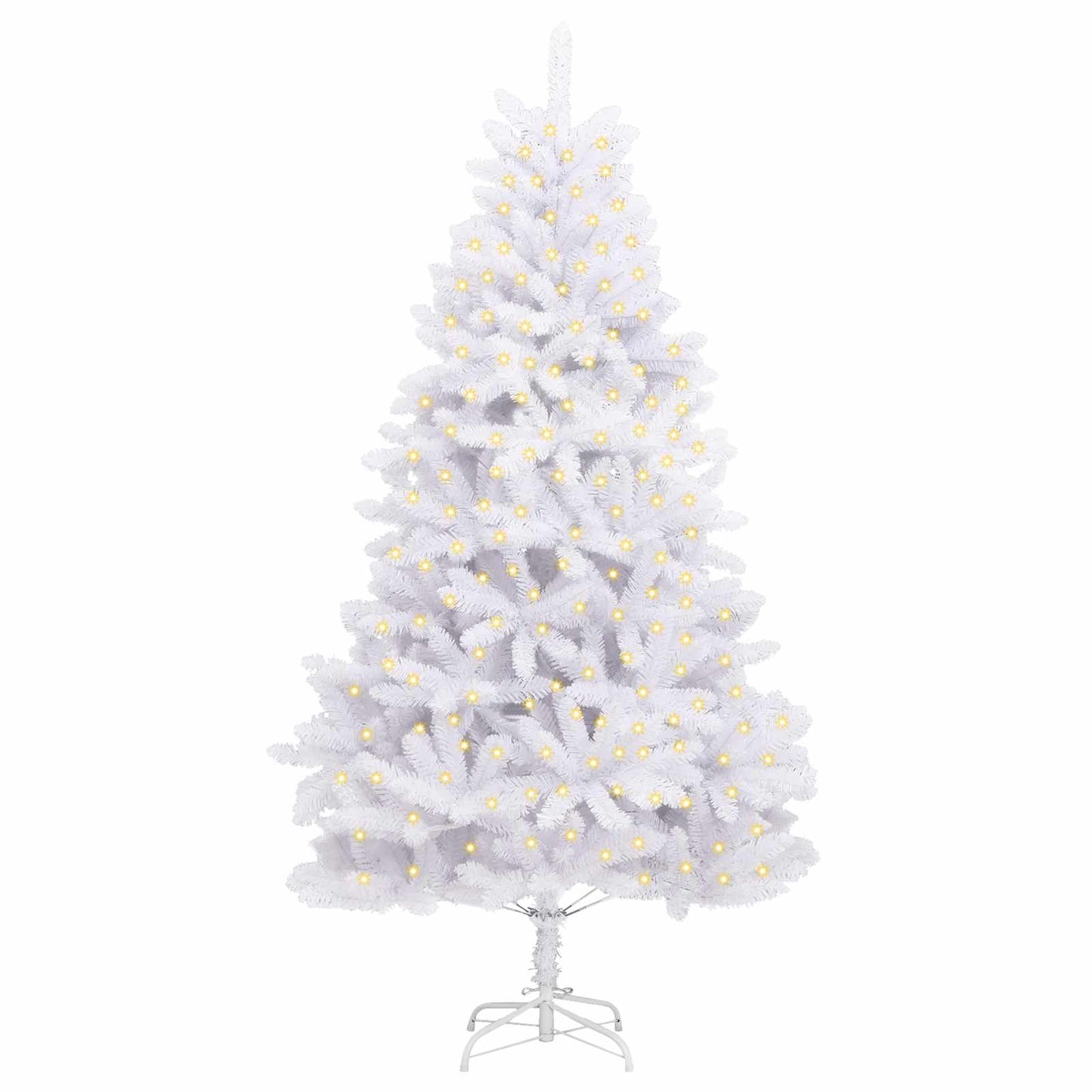 vidaXL Artificial Christmas Tree 300 LEDs PVC and Steel White 3
