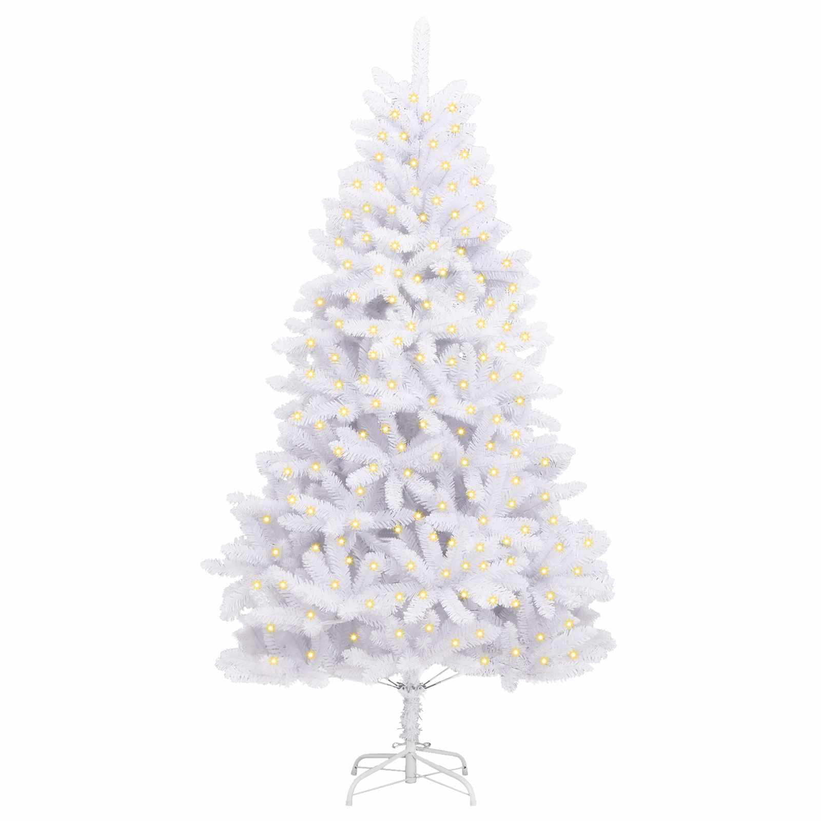 vidaXL Artificial Christmas Tree 300 LEDs PVC and Steel White 3