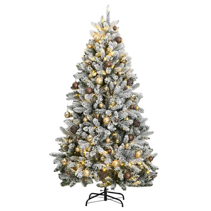 vidaXL Artificial Hinged Christmas Tree 300 LEDs & Ball Set 240 cm 1
