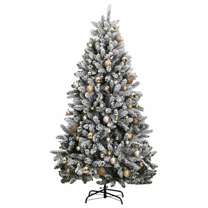 Artificial Christmas Tree 240 cm 300 LEDs Warm White Green and white Ø 120 x 240 cm with 300 LEDs&rose gold balls