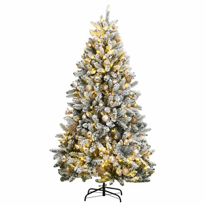 vidaXL Artificial Hinged Christmas Tree 300 LEDs & Ball Set 270 cm 1
