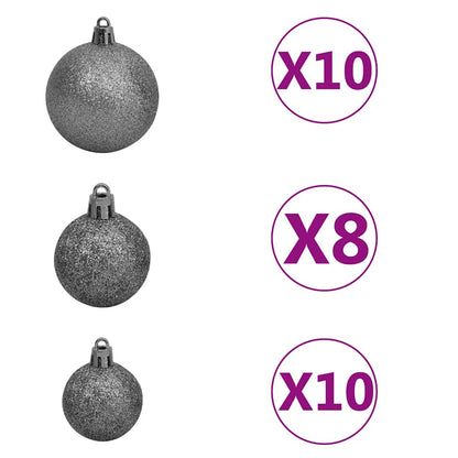 Artificial Christmas Tree 210 cm 300 LEDs Warm White Green Ø 106 x 210 cm with 300 LEDs&white/grey balls