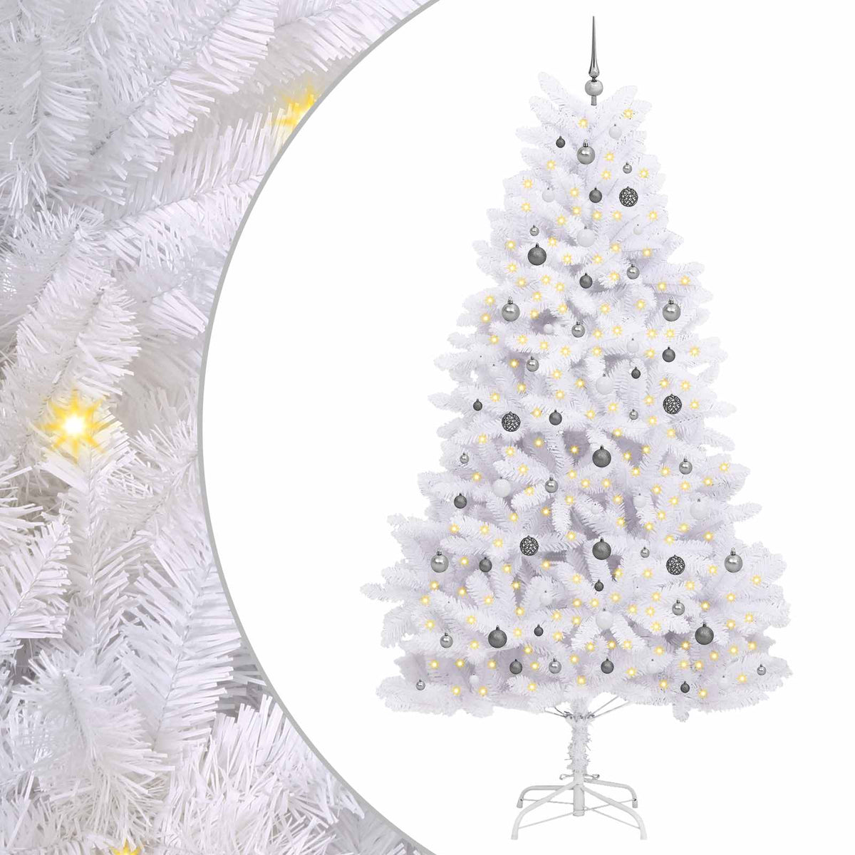 vidaXL Artificial Christmas Tree 270 cm PVC and Steel White 2