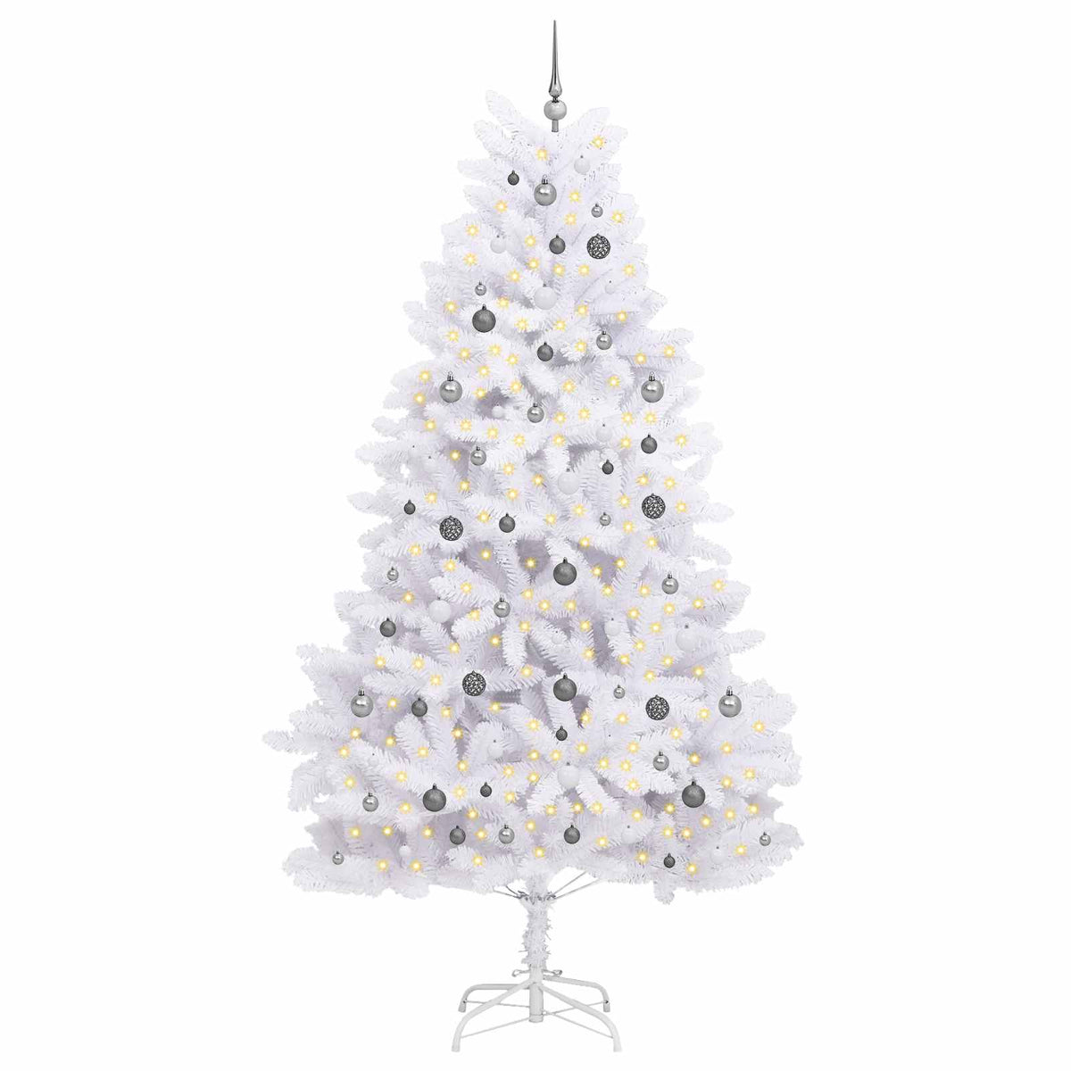 vidaXL Artificial Christmas Tree 270 cm PVC and Steel White 3