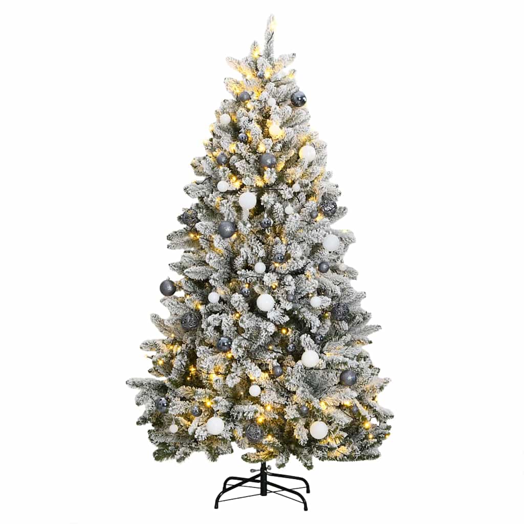vidaXL Artificial Hinged Christmas Tree 300 LEDs & Ball Set 240 cm 1