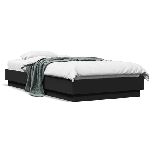 Bed Frame without Mattress with LED Lights Length 190 cm Black 75 cm