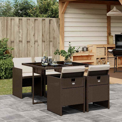 vidaXL 5 Piece Garden Dining Set with Cushions Poly Rattan Glass 4
