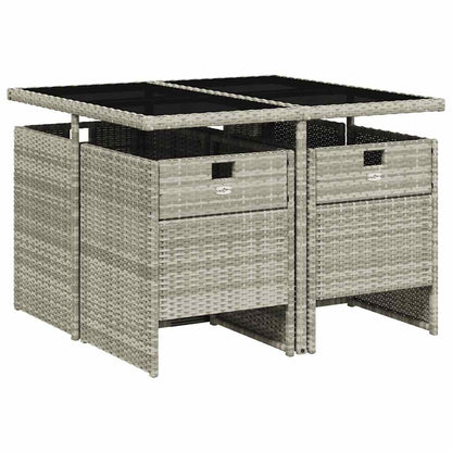 vidaXL 5 Piece Garden Dining Set with Cushions Light Grey Poly Rattan 3