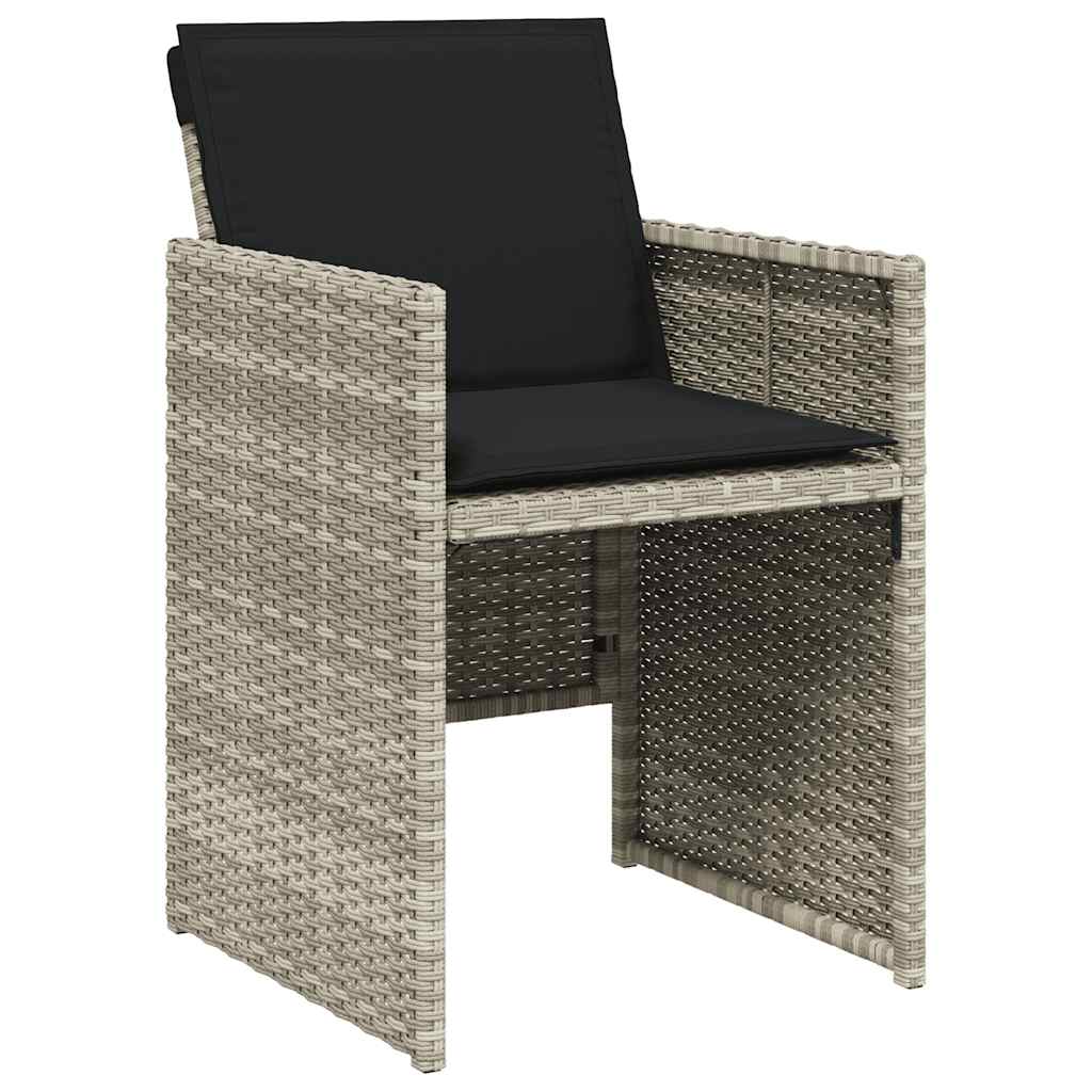 vidaXL 5 Piece Garden Dining Set with Cushions Light Grey Poly Rattan 5