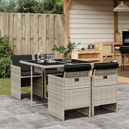 vidaXL 5 Piece Garden Dining Set with Cushions Light Grey Poly Rattan 1