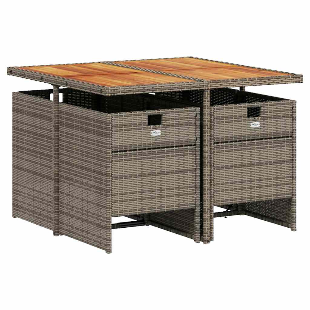 vidaXL 5 Piece Garden Dining Set with Cushions Grey Poly Rattan 5