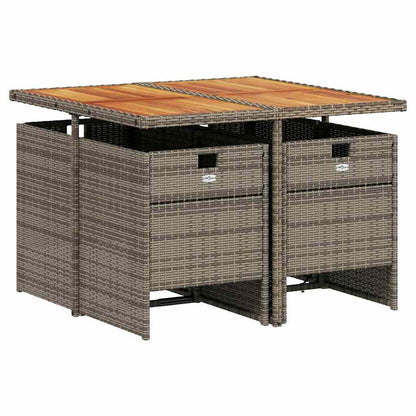 vidaXL 5 Piece Garden Dining Set with Cushions Grey Poly Rattan 5