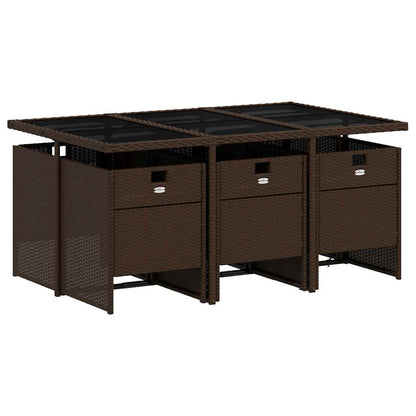 vidaXL 7 Piece Garden Dining Set with Cushions Brown Poly Rattan 5