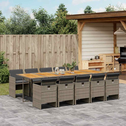 5 Piece Garden Dining Set with Cushions Poly Rattan Wood 10