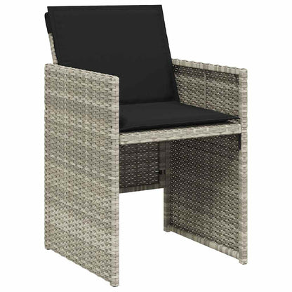 13 Piece Garden Dining Set with Cushions Poly Rattan Glass 12 pcs Light grey