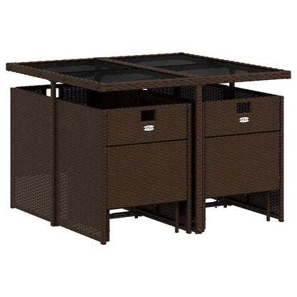 vidaXL 9 Piece Garden Dining Set with Cushions Brown Poly Rattan 3