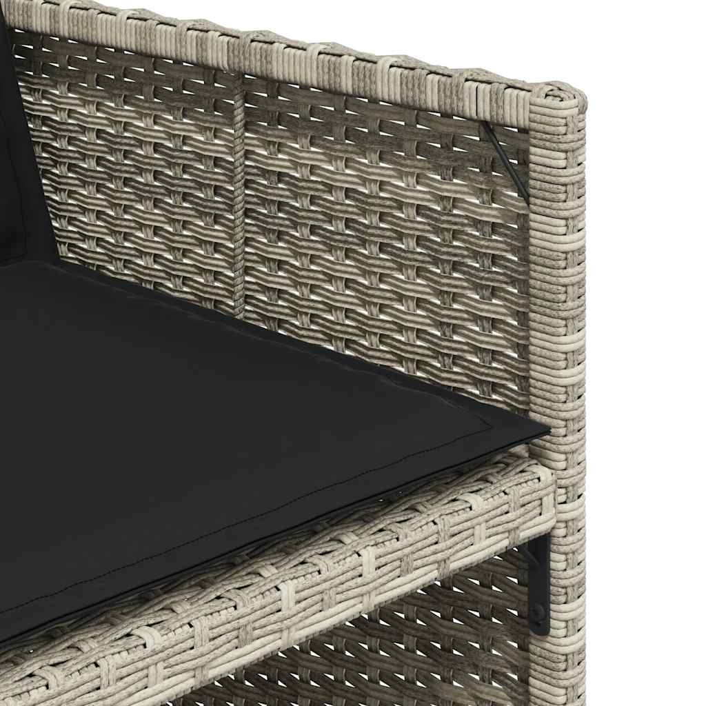 15 Piece Garden Dining Set with Cushions Poly Rattan Glass 14 pcs Light grey