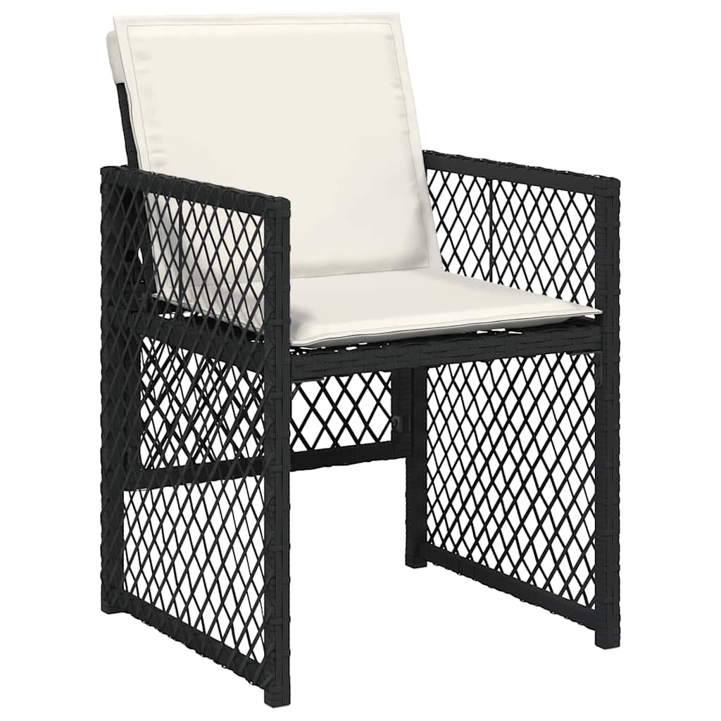 vidaXL 5 Piece Garden Dining Set with Cushions Black Poly Rattan 3