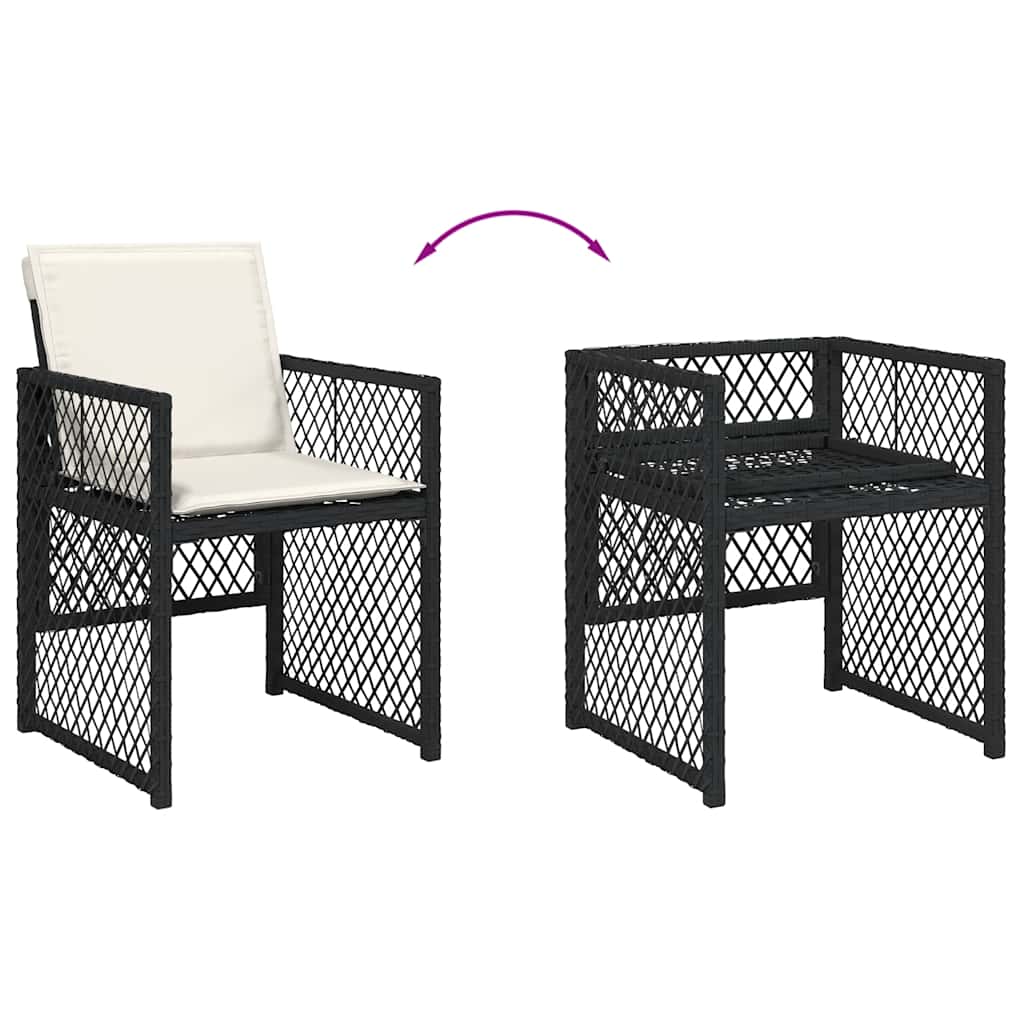 vidaXL 5 Piece Garden Dining Set with Cushions Black Poly Rattan 6