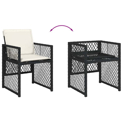 vidaXL 5 Piece Garden Dining Set with Cushions Black Poly Rattan 6