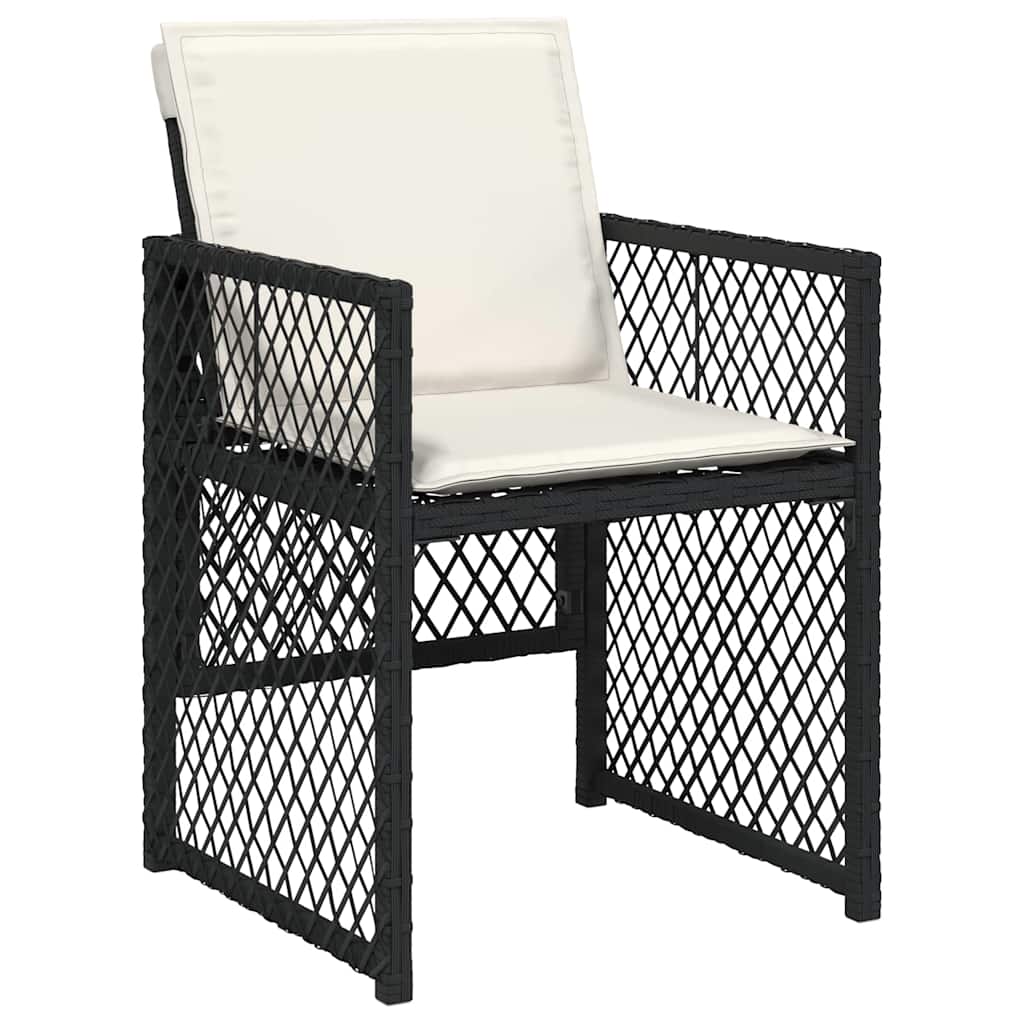 vidaXL 7 Piece Garden Dining Set with Cushions Black Poly Rattan 4