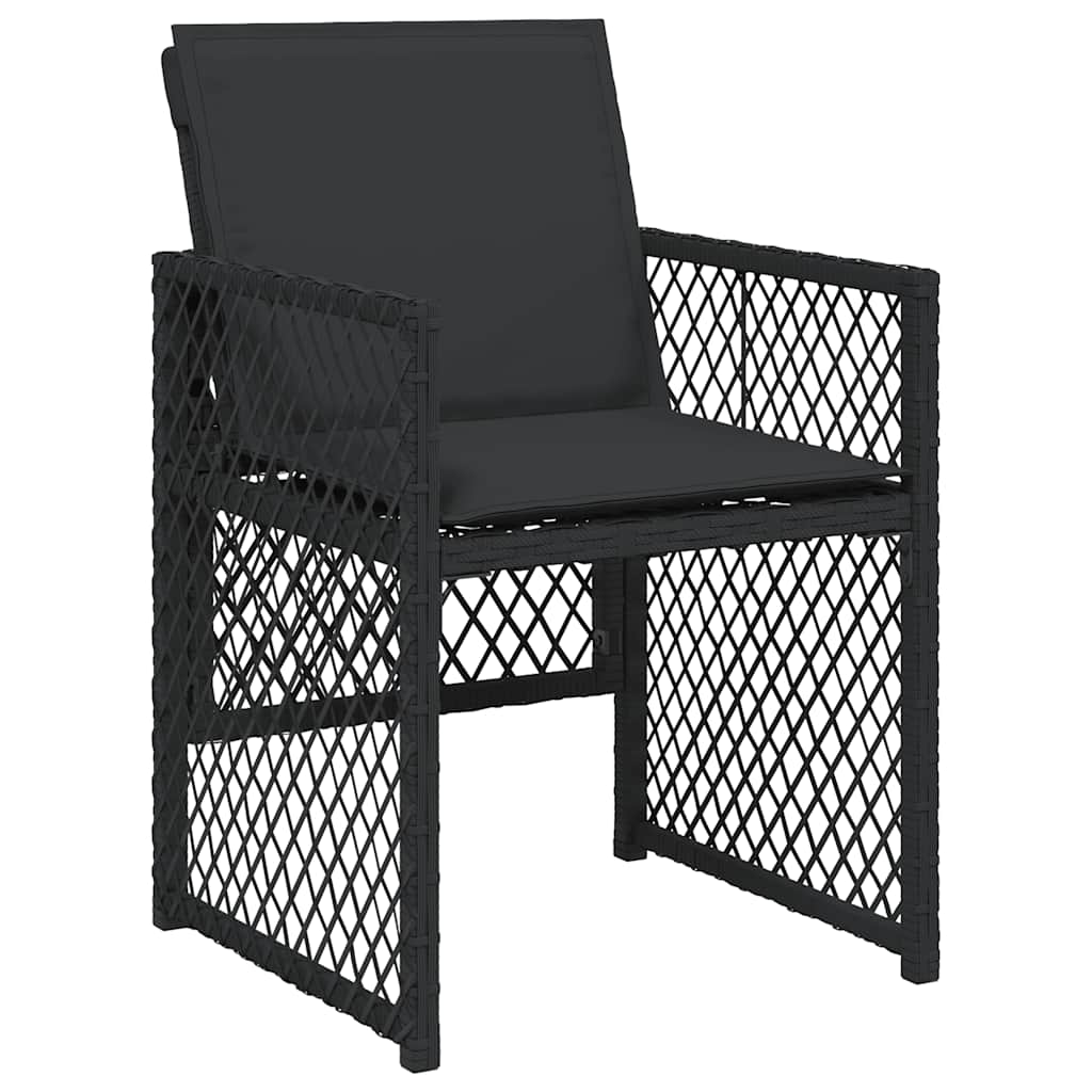 vidaXL 7 Piece Garden Dining Set with Cushions Black Poly Rattan 4