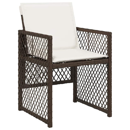 vidaXL 7 Piece Garden Dining Set with Cushions Brown Poly Rattan 4