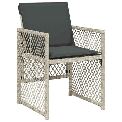 vidaXL 7 Piece Garden Dining Set with Cushions Light Grey Poly Rattan 4