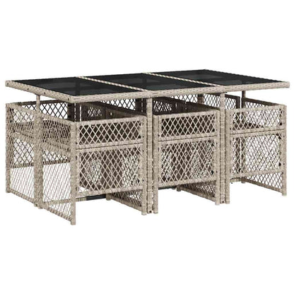 vidaXL 7 Piece Garden Dining Set with Cushions Light Grey Poly Rattan 5