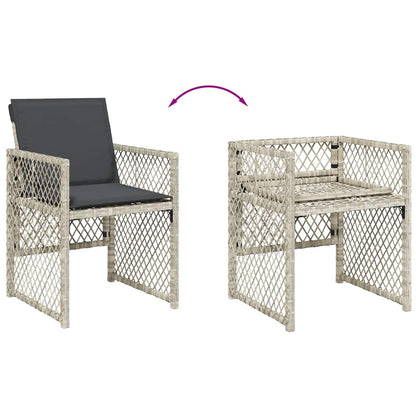 vidaXL 7 Piece Garden Dining Set with Cushions Light Grey Poly Rattan 6